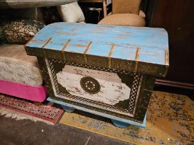 Indian Hand Carved Storage Chest Crafted From Sustainable Mango Wood And Intricately Carved With