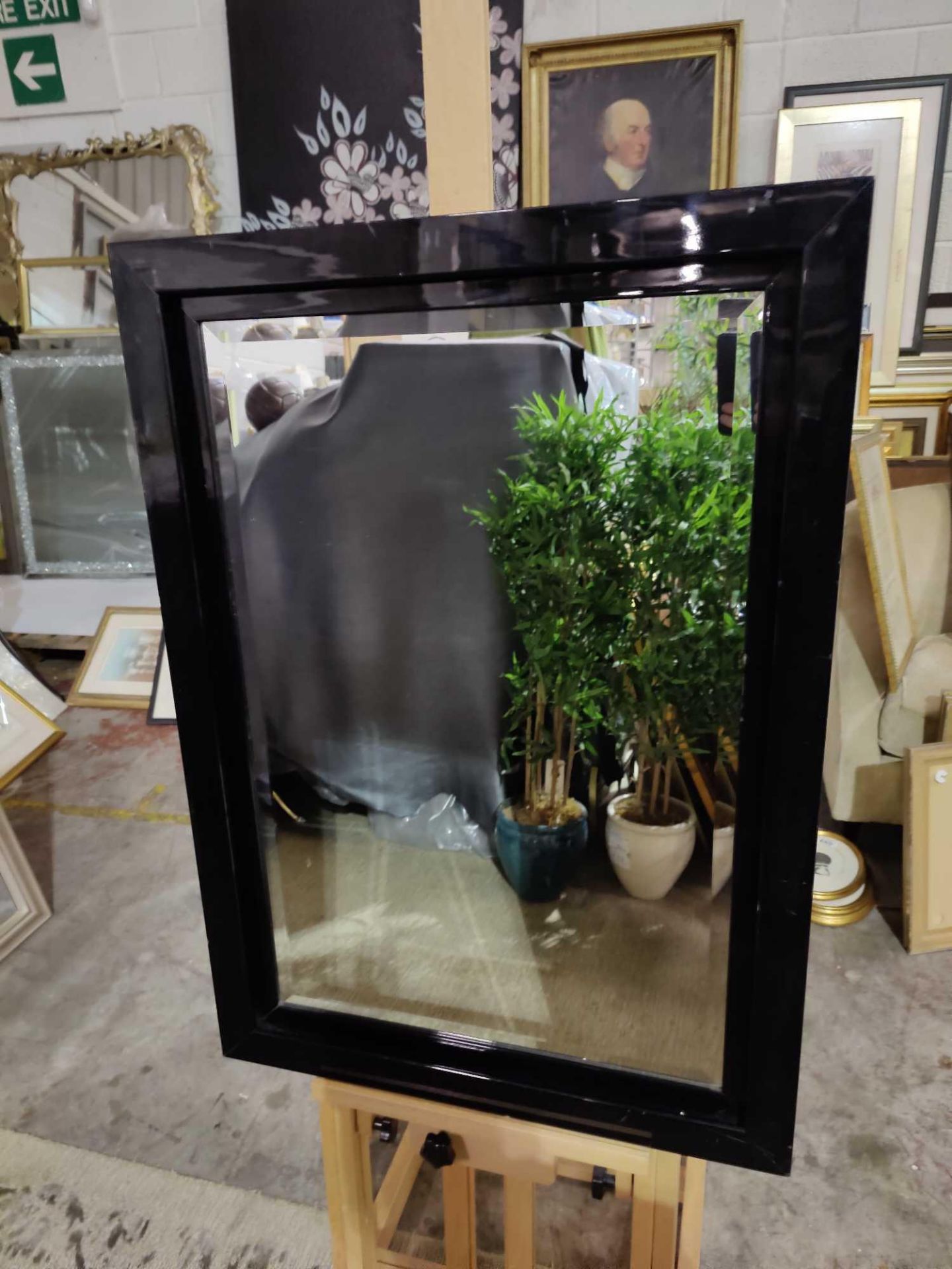 A Polished Black Frame Rectangular Accent Mirror 63 x 88.5cm - Image 2 of 4