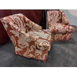 A Pair Dudgeon British Handmade Furniture London  Egerton Armchairs Sloping Arms Upholstered In A