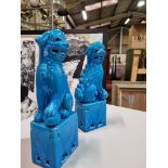 Classic Blue Ceramic Foo Dogs From Nine Schools Turquoise Collection Serve As Both Decorative And