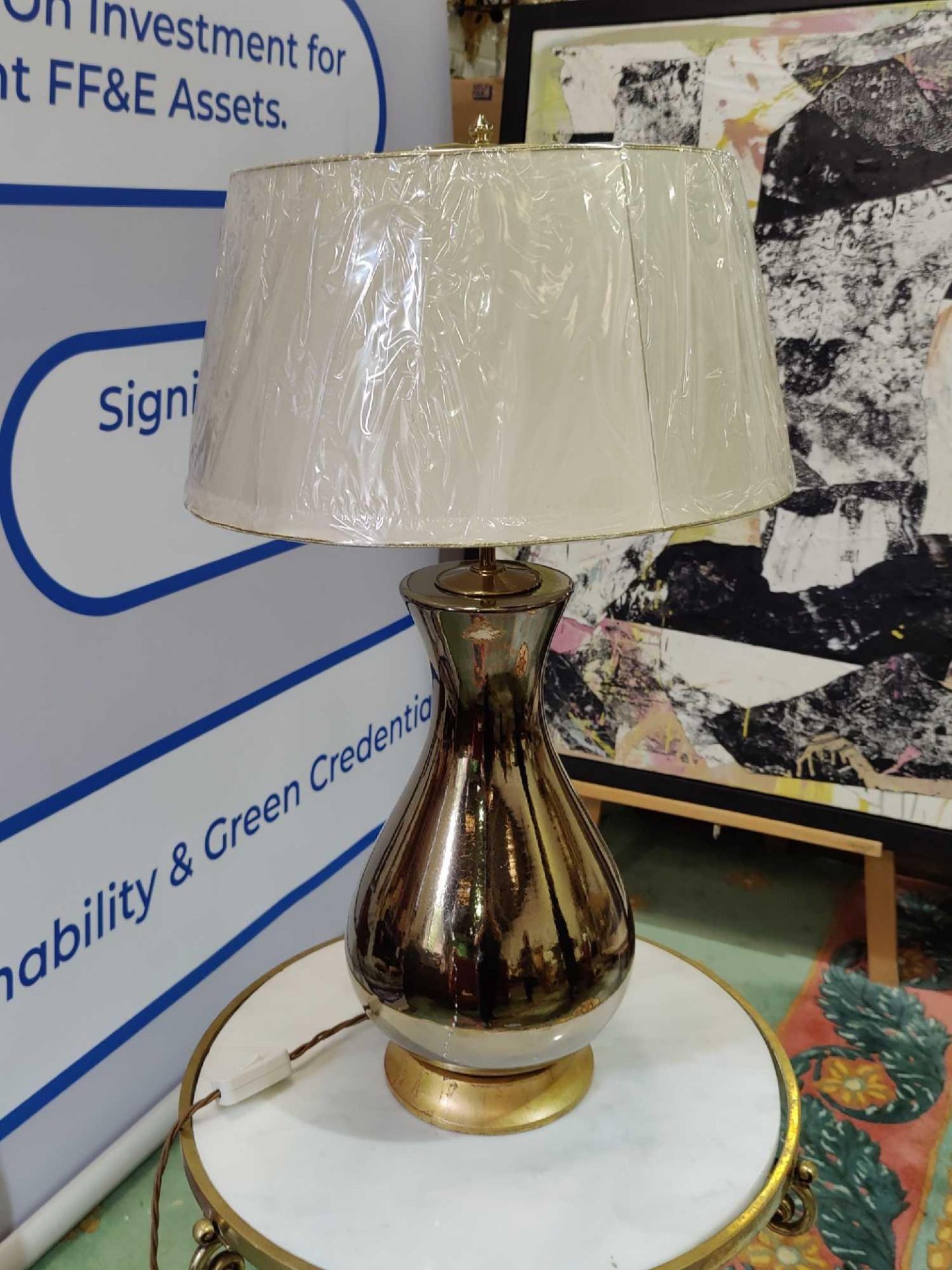 Heathfield And Co Louisa Glazed Ceramic Table Lamp With Textured Shade 78cm - Bild 4 aus 5
