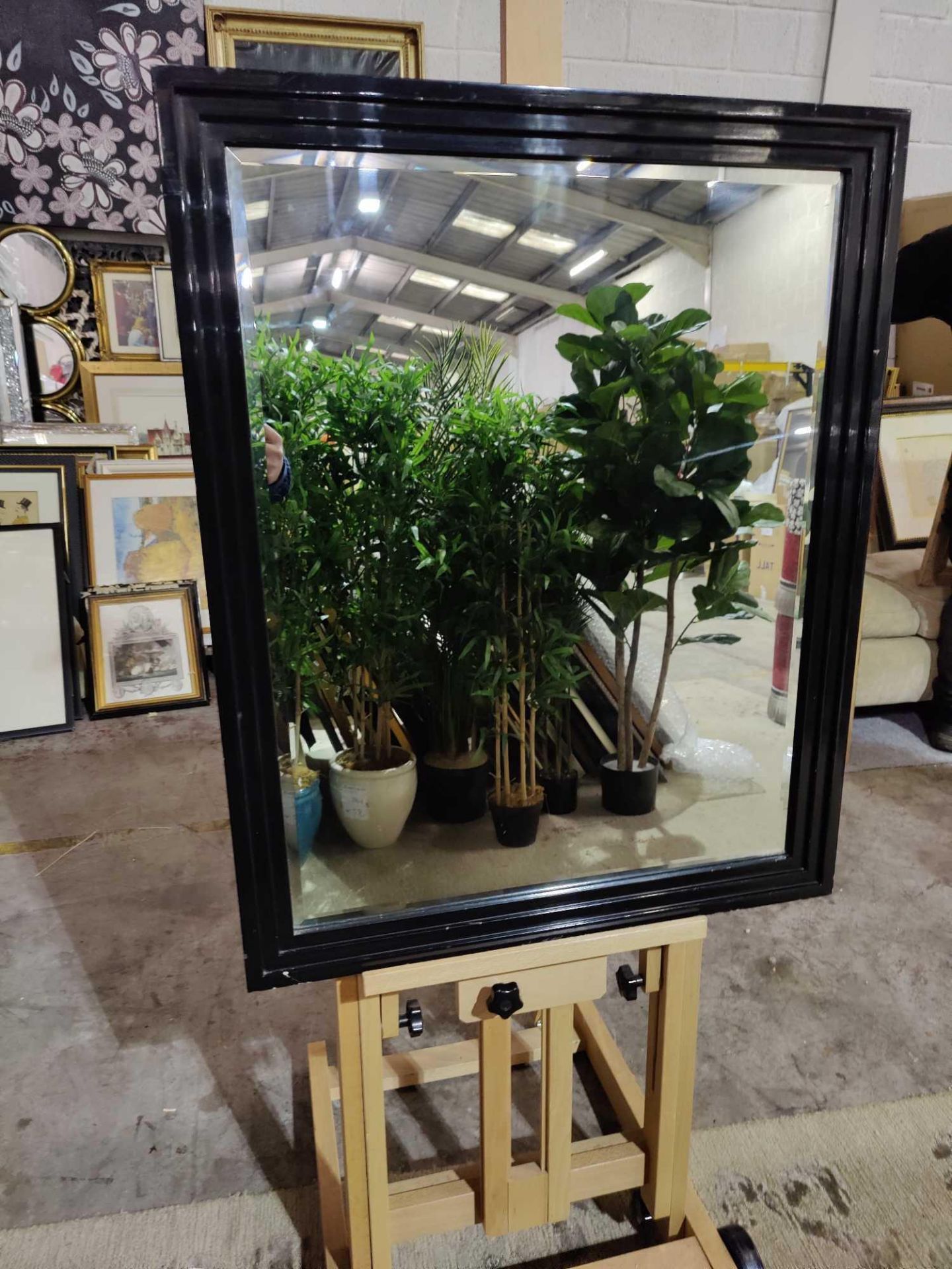 A Polished Black Frame Rectangular Accent Mirror 65 x 80cm