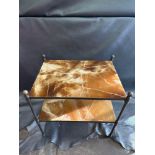 A Marble And Bronze Two Tier Side Table On Cast Frame 65 x 70 x 63cm