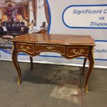 Large Louis XV Style Bureau Plat Kingwood Parquetry Inlaid Louis XV Style Freestanding Bureau Plate.