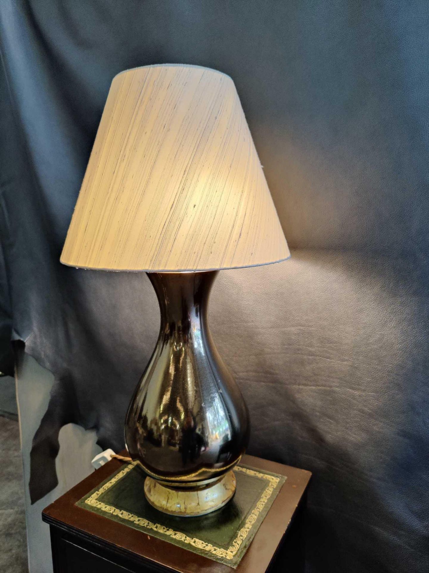 2 x Heathfield And Co Louisa Glazed Ceramic Table Lamp With Textured Shade 77cm - Image 2 of 8