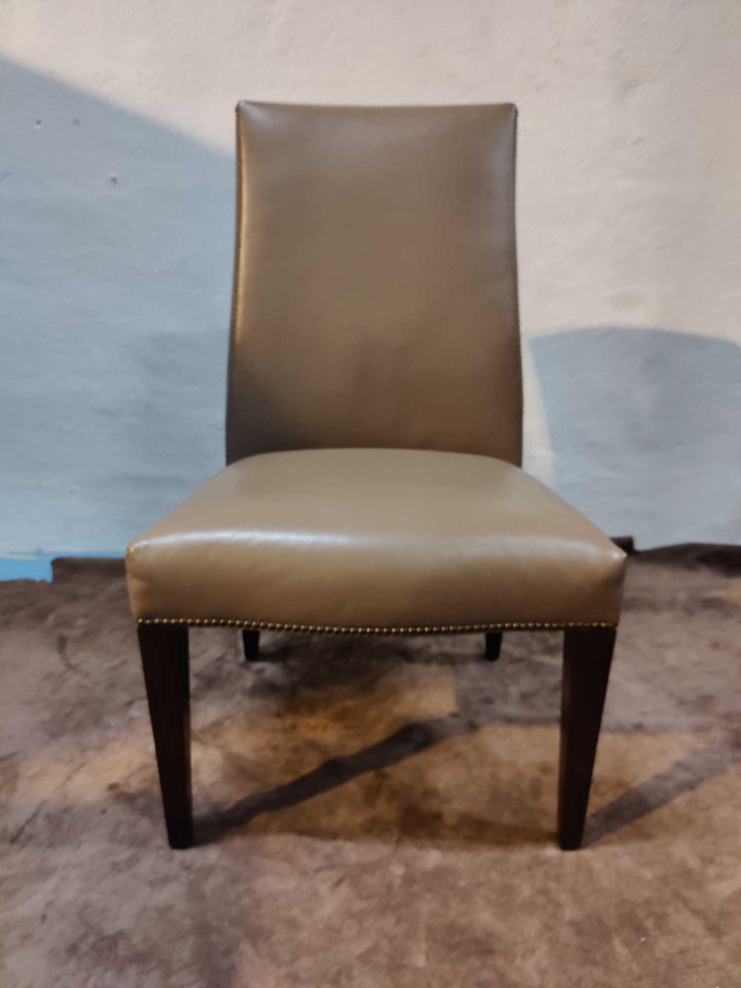 A Pair Of Leather Tall Back Side Chairs With Pin Detail Trimming 60 x 55 x 101cm - Image 2 of 3