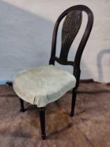 Georgian Style Side Chair Carved Vasiform Splat Grey Upholstered Seat Pad With Stud Pin Detail 45