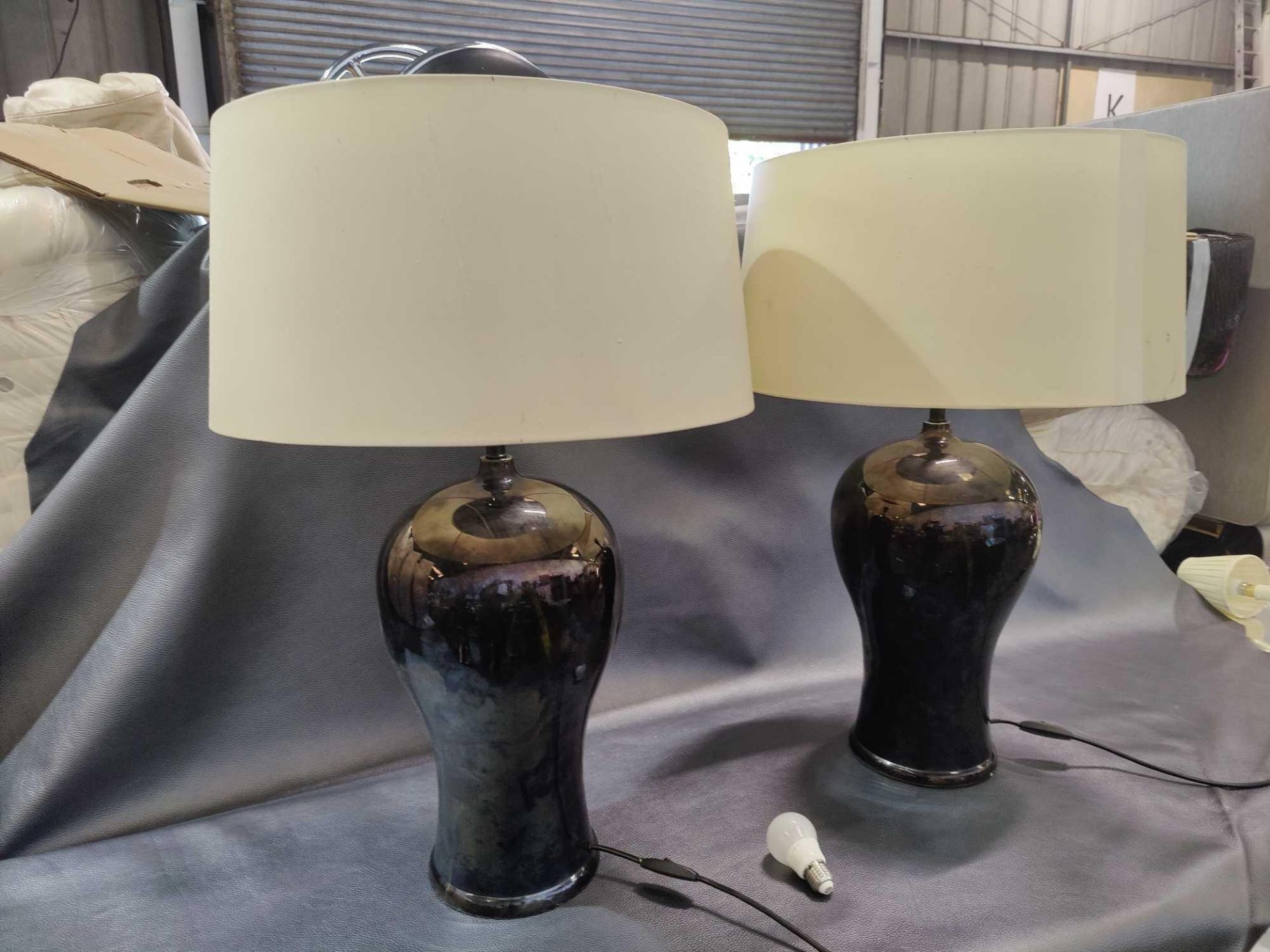 A Pair Of Heathfield & Co Pithos Table Lamps Including Shade 75cm Tall - Image 3 of 3