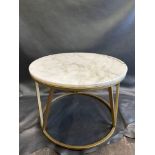 A Marble Top Circular Coffee Table Brass Metal Coloured Base 1 x 60 x 44cm