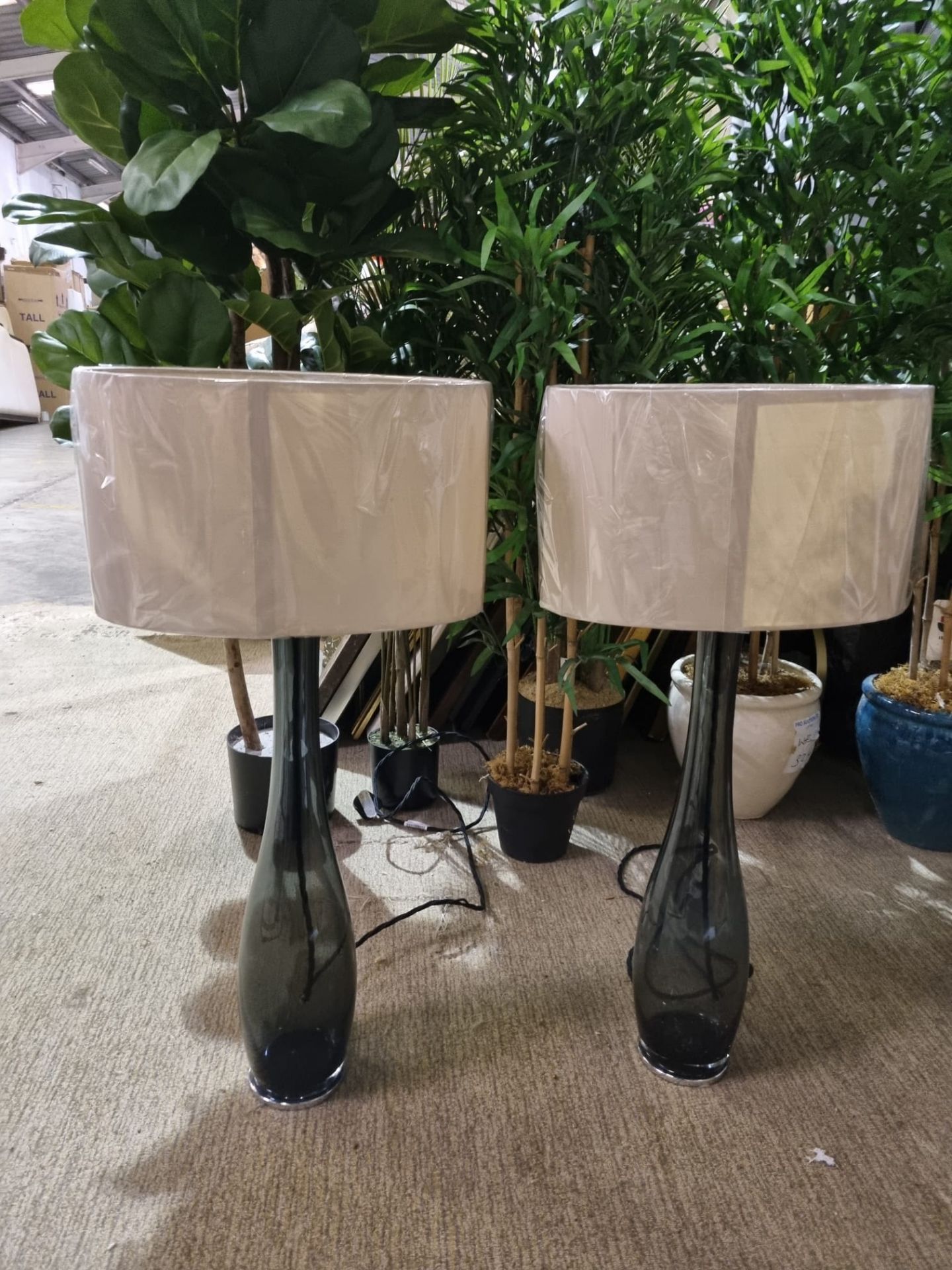 A Pair of Porta Romana Table Lamps Mouth-Blown Glass with new shades - Image 2 of 3