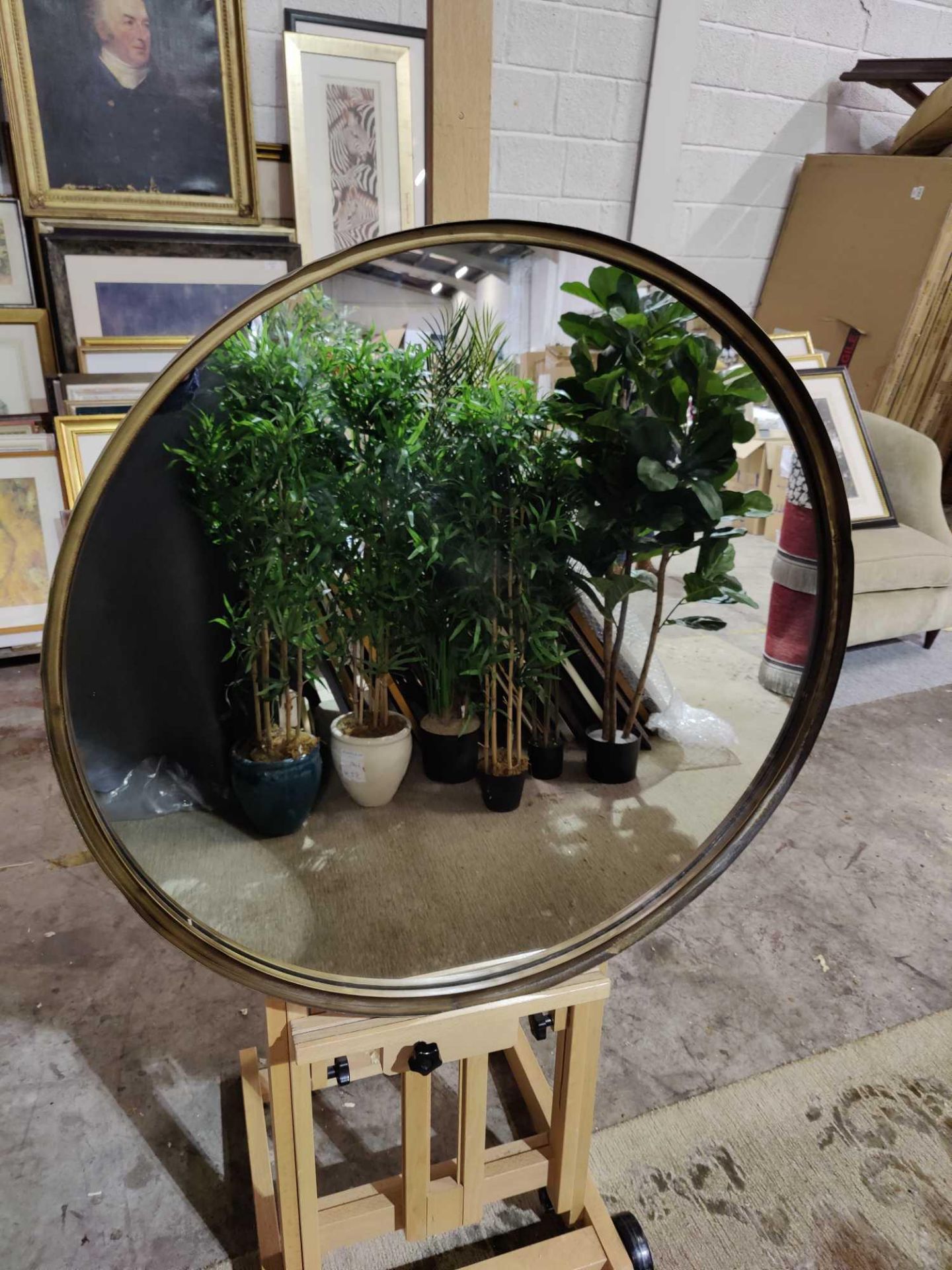 Greystoke Mirror Sleek And Stylish Round Metal Framed Mirror In An Aged Bronze Finish. 83.3cm