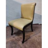 Scroll Back Leather Side Chair Legs And Frame In Solid Oak With A Stained Finish Upholstered In