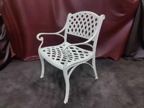 A White Painted Cast Metal Garden Patio Chair