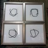 4 x Pierre Muckensturm Style Abstract Glazed And Framed Prints 61 x 81cm