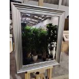 Haylen Mirror Brushed Steel This Elegant Mirror Featuring A Stepped Frame In A Brushed Silver Finish