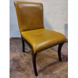 Scroll Back Leather Side Chair Legs And Frame In Solid Oak With A Stained Finish Upholstered In