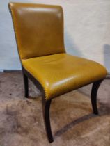 Scroll Back Leather Side Chair Legs And Frame In Solid Oak With A Stained Finish Upholstered In