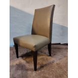 A Pair Of Leather Tall Back Side Chairs With Pin Detail Trimming 60 x 55 x 101cm