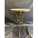 Maison Jansen Style Bronze Round Marble Top Hoof Feet Lamp Table 52 x 71cm