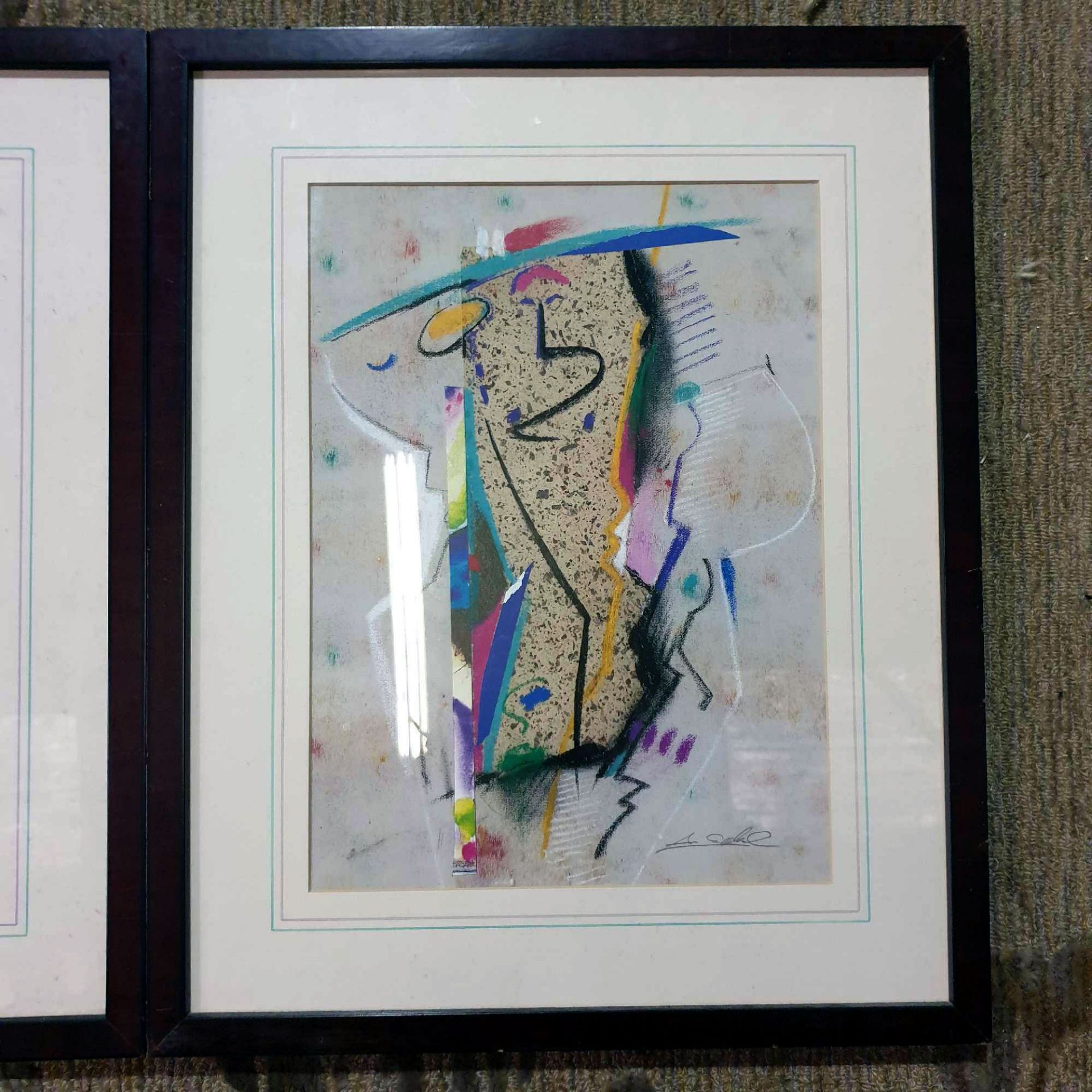 2 x Coloured Abstract Prints Glazed And Framed 43 x 53cm - Image 3 of 3