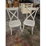 2 x Gallery Interiors Set of Cafe Dining Chairs - Rattan & Natural Grey Washed Oak H: 88 x W: 49 x
