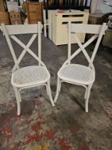 2 x Gallery Interiors Set of Cafe Dining Chairs - Rattan & Natural Grey Washed Oak H: 88 x W: 49 x