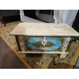 Indian Hand Carved Storage Chest Crafted From Sustainable Mango Wood And Intricately Carved With