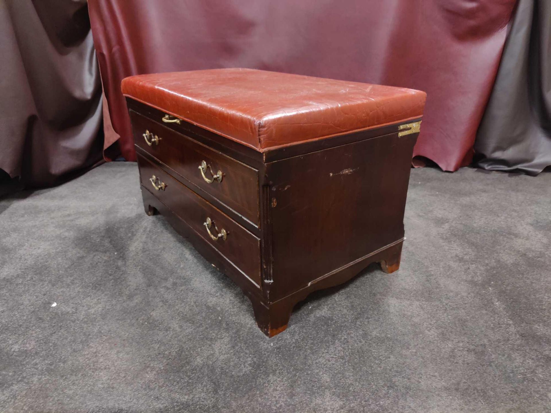 "A Mahogany Leather Top Ottoman - Image 2 of 3