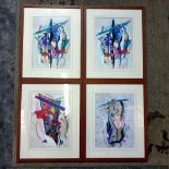 4 x Coloured Abstract Prints After Alfred Gockel 43 x 53cm