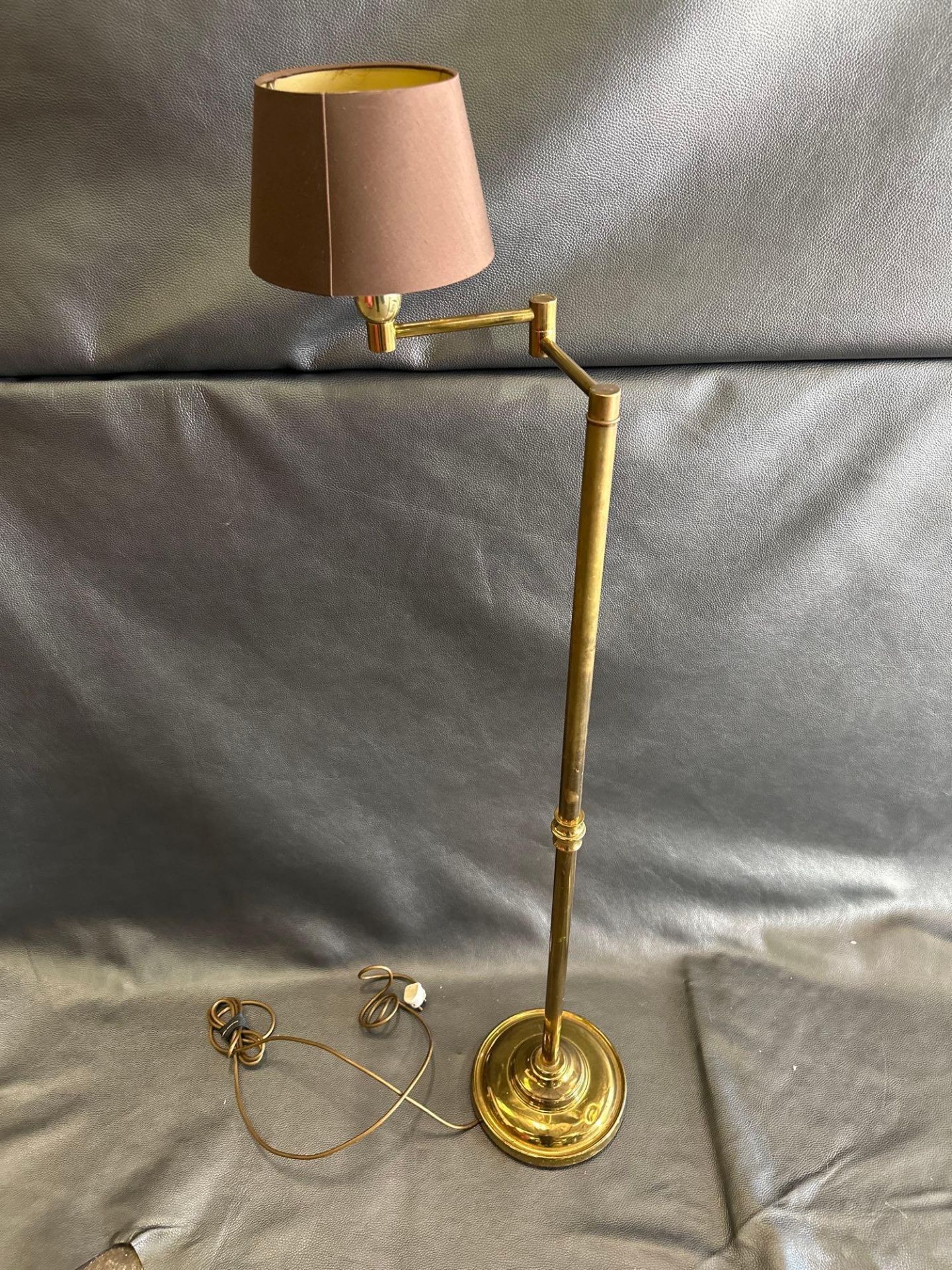A Library Floor Lamp Finished In English Bronze Swing Arm Function With Shade 156cm - Image 3 of 5