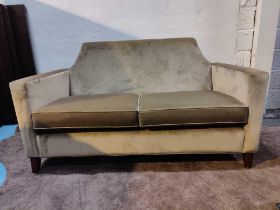 A Donghia Contemporary Two Seater Sofa In Taupe Upholstery With Square Arms On Hardwood Frame 150