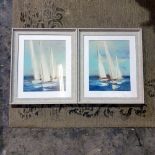 2 x Framed Prints Summer Regatta Ii Iii Sailboats By Julia Purinton 50 x 58cm