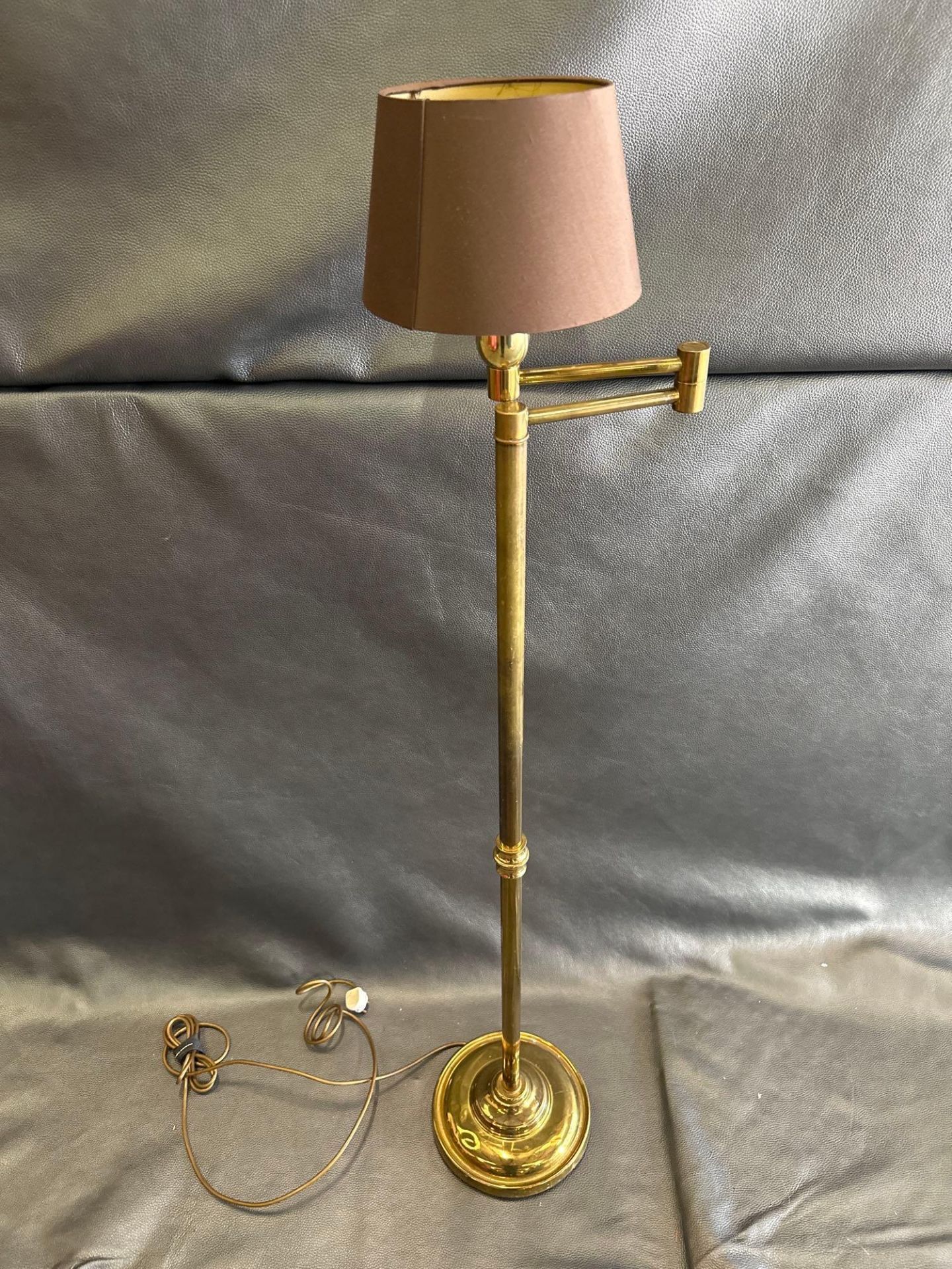 A Library Floor Lamp Finished In English Bronze Swing Arm Function With Shade 156cm - Image 2 of 5