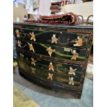 A Four Drawer Black Lacquered Chinoiserie Chest of Drawers 94 x 54 x 76cm