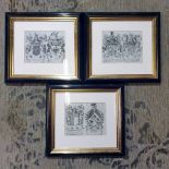 3 x Escutcheon Of The House Glazed And Framed Prints 34 x 36cm