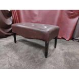 Tufted Leather Bench With Scrolled Apron 100 x 46 x 47cm