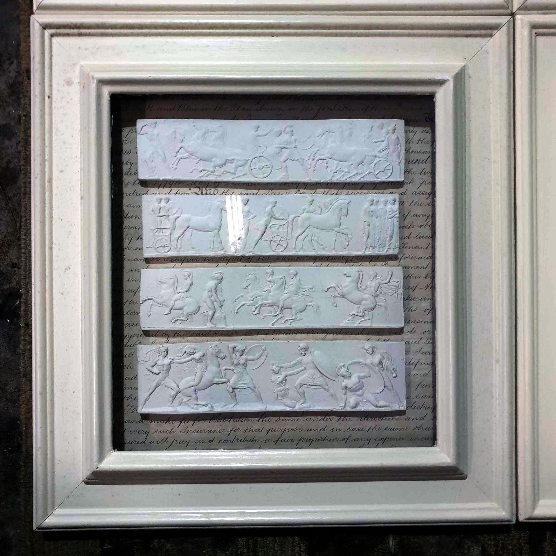 4 x Plaster Relief Panels Depicting Friezes Of The Panthenon In The Style Of Henning Glazed And - Image 4 of 5