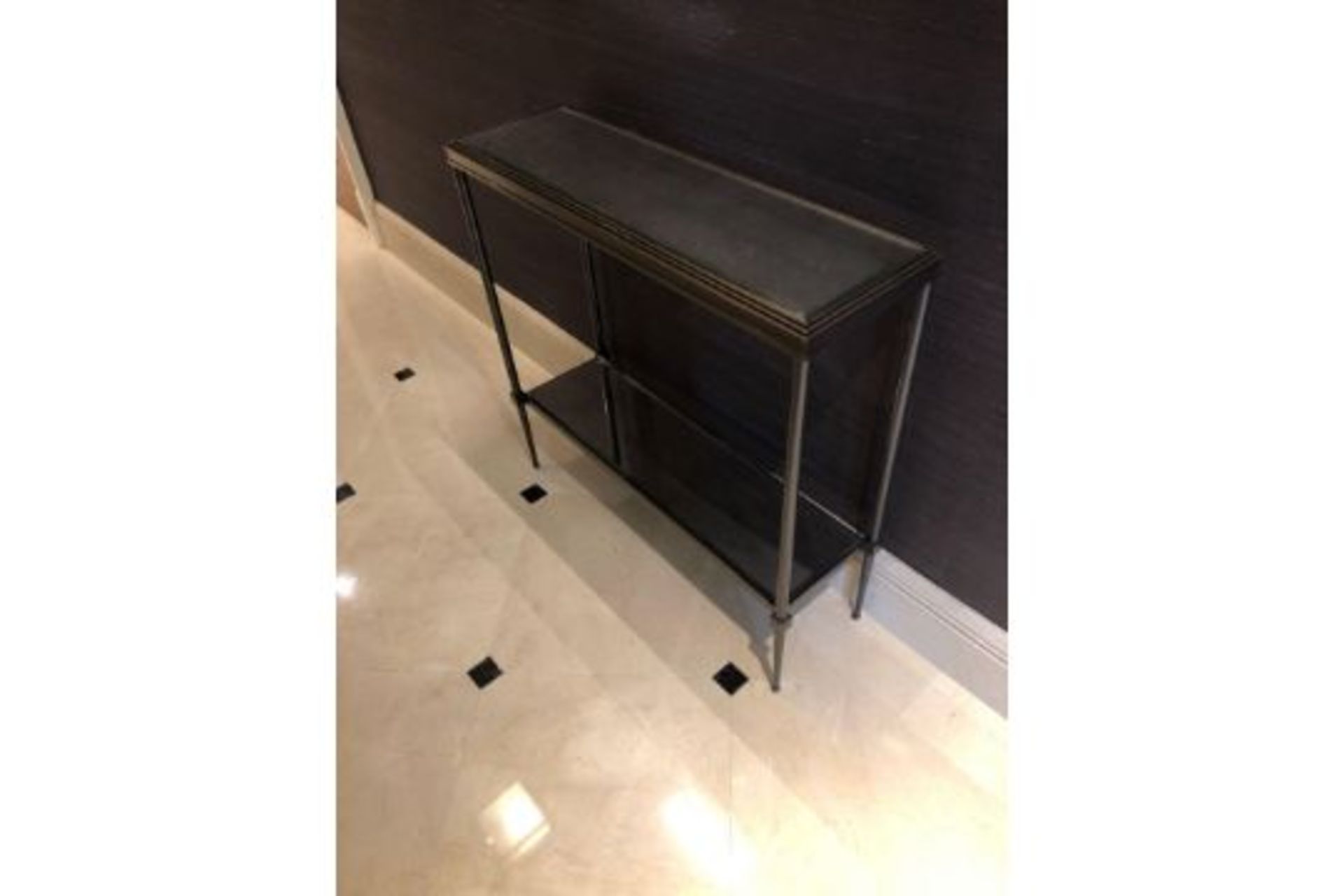 A Two Tier Console Table With Bevelled And Mottled Mirror Tops Mounted On A Bronze Brass Frame 70 - Image 2 of 2