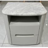 Bedside Cabinet The Florence 2 Drawer Bedside Cabinet with Italian Carrara Marble Top features a