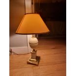 Hollywood Regency Style Egg Enamelled & Brass Table Lamp With Shade. This Stunning Lamp Features A