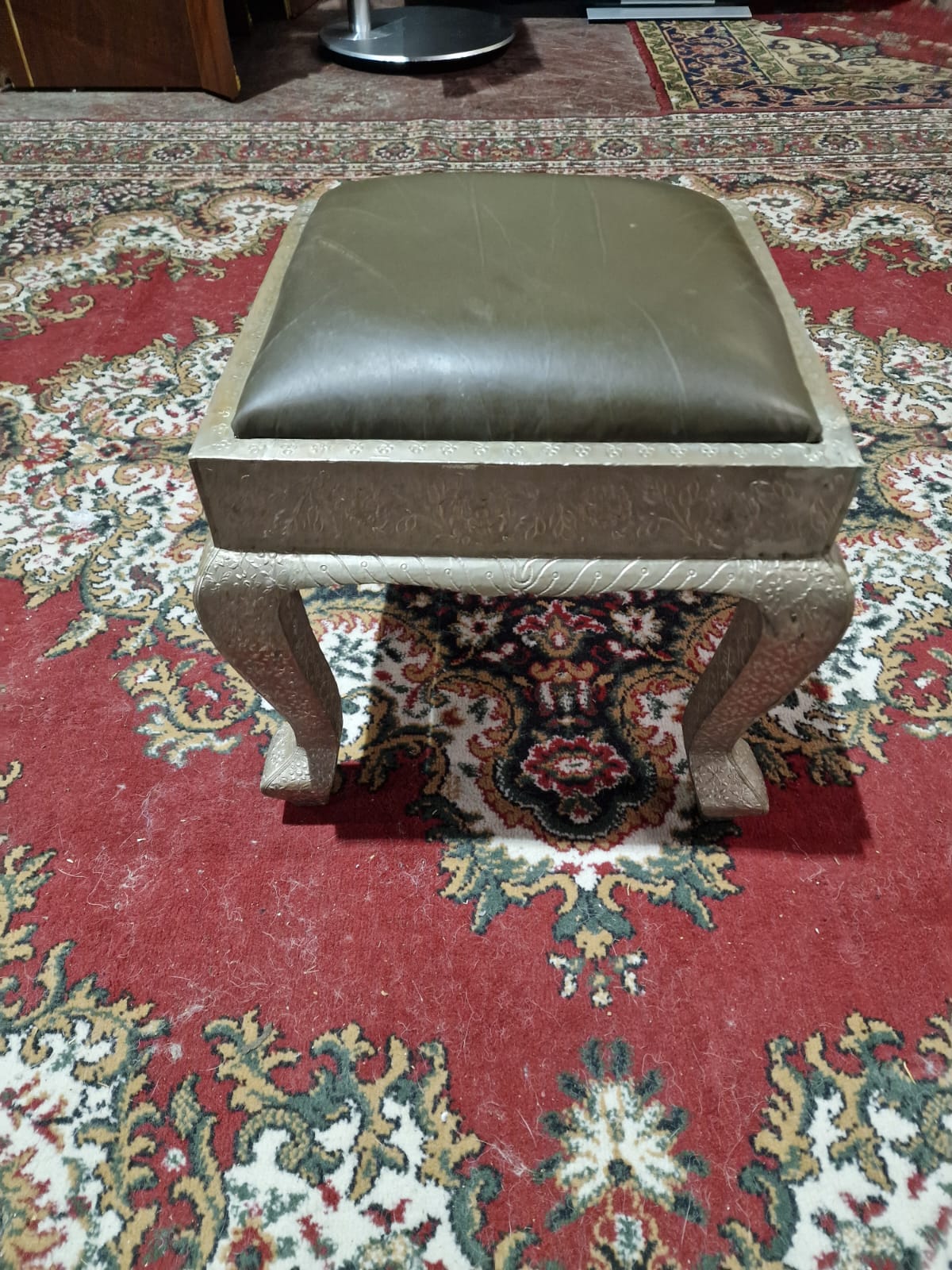 Dowry Chair And Footstool A Striking Vintage Anglo-Indian Silvered Metal-Clad Chair, 20th Century, - Image 5 of 16