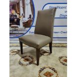 Leather High Back Chair With Stud Finish Detail Stained Wooden Legs 55 x 46 x 98cm