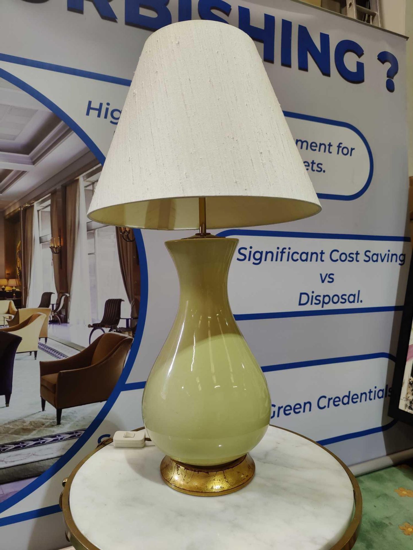 A pair of Heathfield And Co Louisa Glazed Ceramic Table Lamp With Textured Shade 76cm - Image 4 of 5