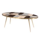 Christiane Lemieux Modus Coffee Table A wood & metal inlaid top coffee table on brass legs