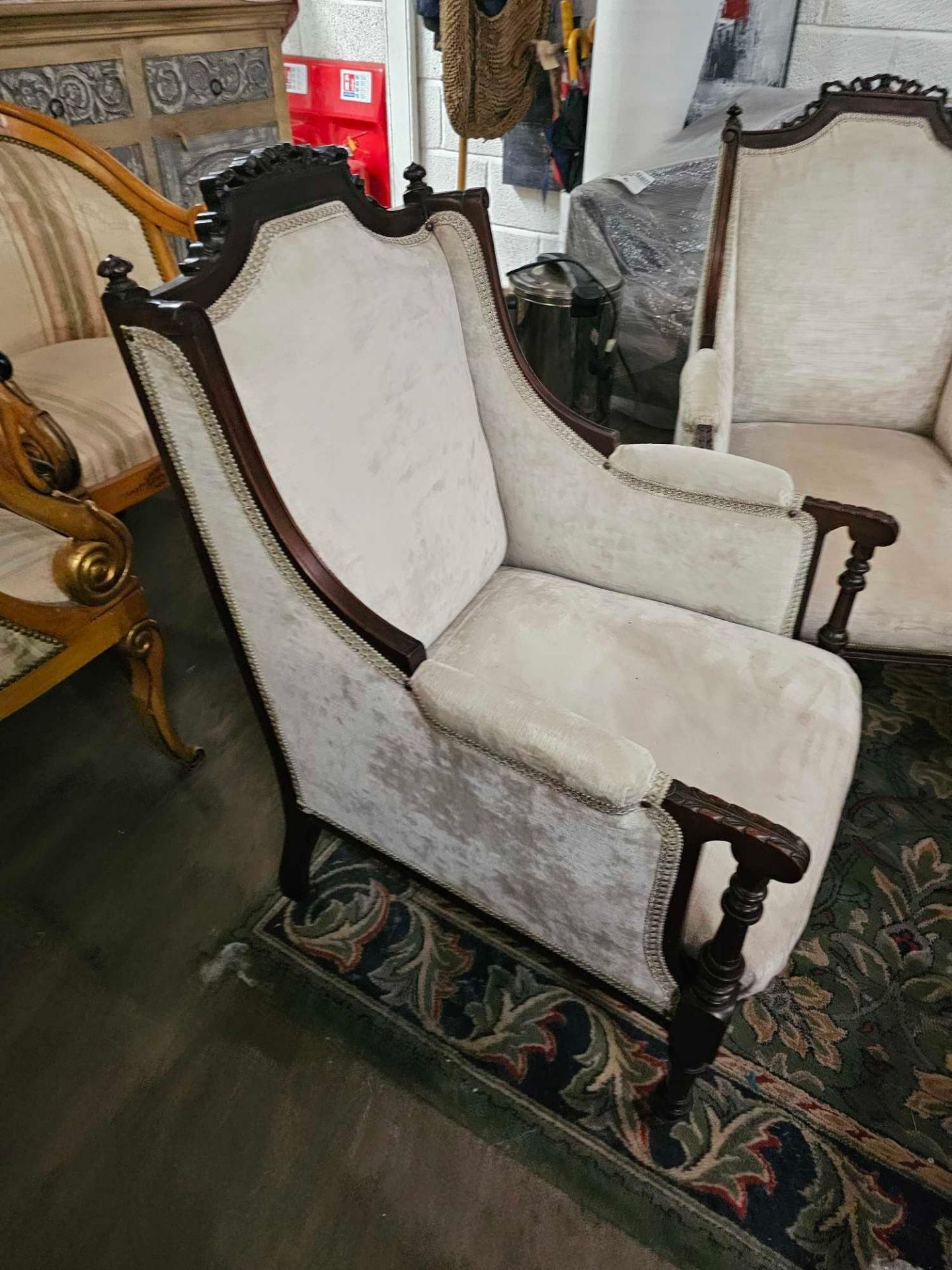 A Pair Of Mid Century French Bergere Chairs Lovely Bergere A Oreilies Features A Shaped Back - Image 6 of 13