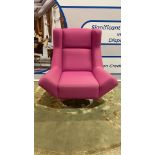 Swivel Contemporary Armchair An Upholstered Swivel Armchair With Chrome Base By Sits Furniture, A