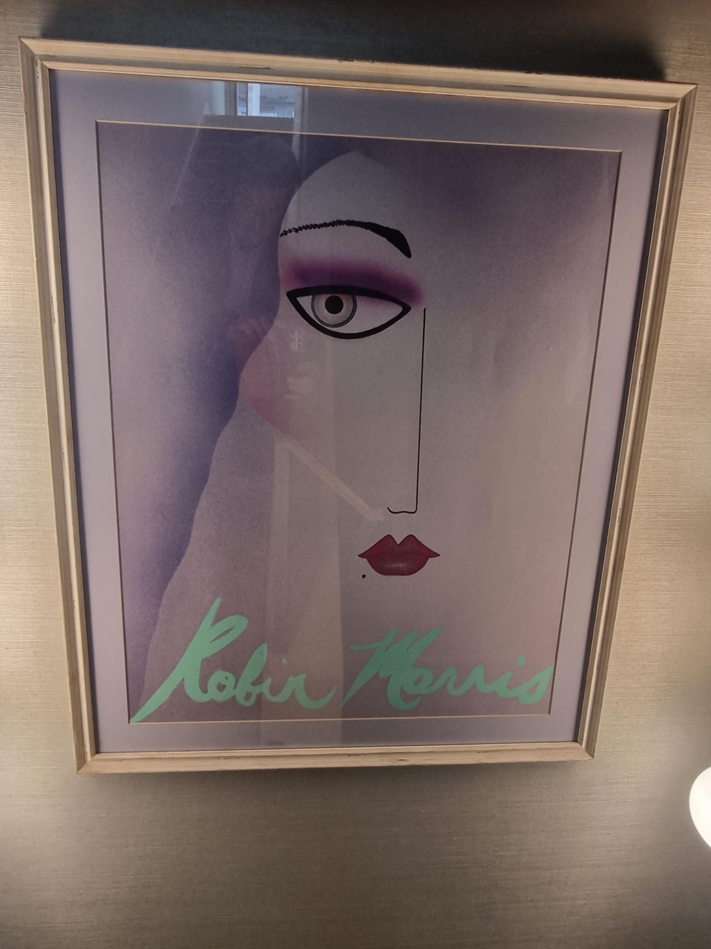 Framed Art The Face, A Captivating 1980s Poster By Accomplished American Artist Robin Morris (B. - Image 2 of 4