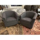 2 x Hilton Tub Chairs With Wooden Feet Upholstered In Forza Slate 78x70x80cm