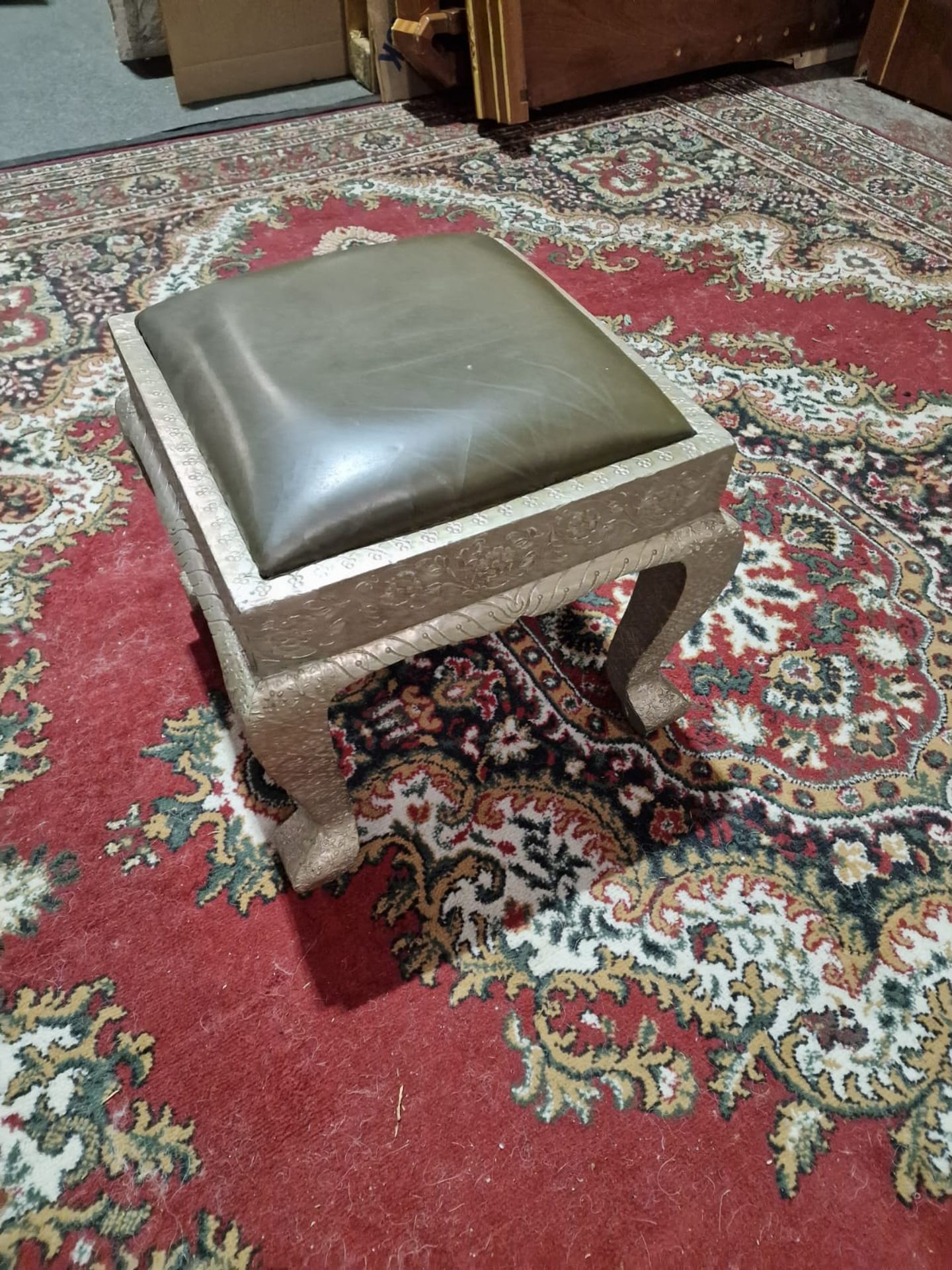 Dowry Chair And Footstool A Striking Vintage Anglo-Indian Silvered Metal-Clad Chair, 20th Century, - Image 3 of 16