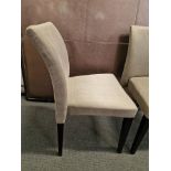 4 x Beige Fabric Dinning Chairs With Dark Wooden Legs 48cm x 43cm x 88cm High